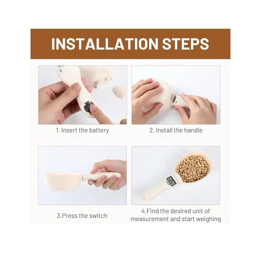 Pet Food Measuring Scoop Electronic Dog Cat Food Measuring Cup Digital Spoon[G]